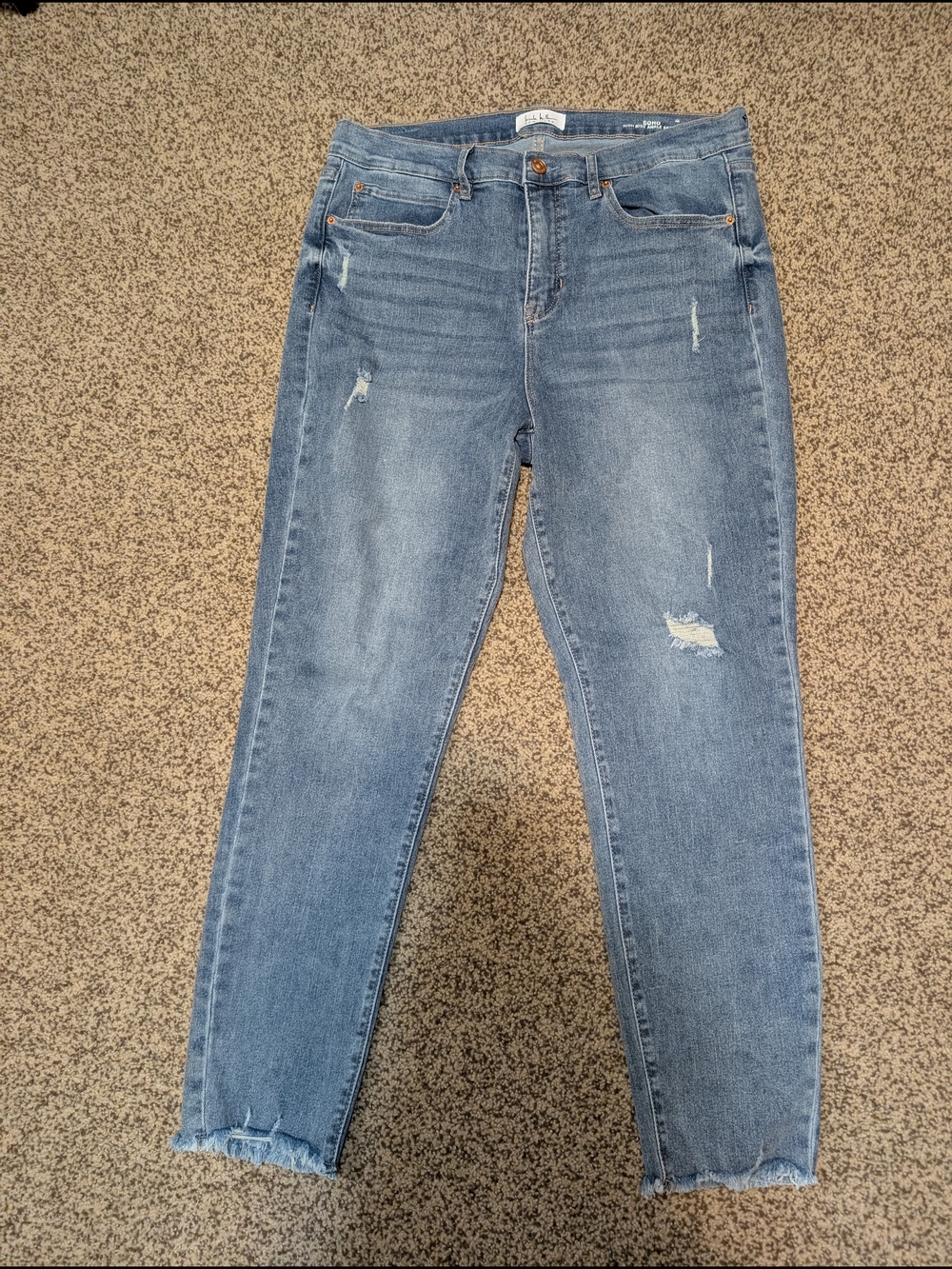 Women's Distressed Blue High-Rise Jeans